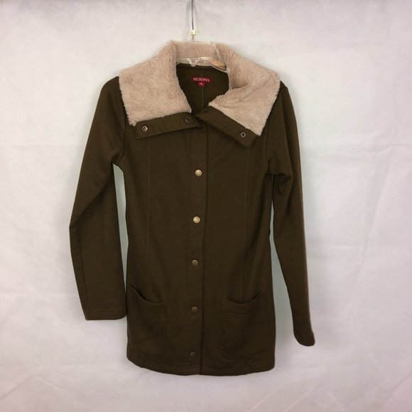 Merona Jackets & Blazers - Merona Soft Knit Green Jacket w/ Faux Fur Size XS